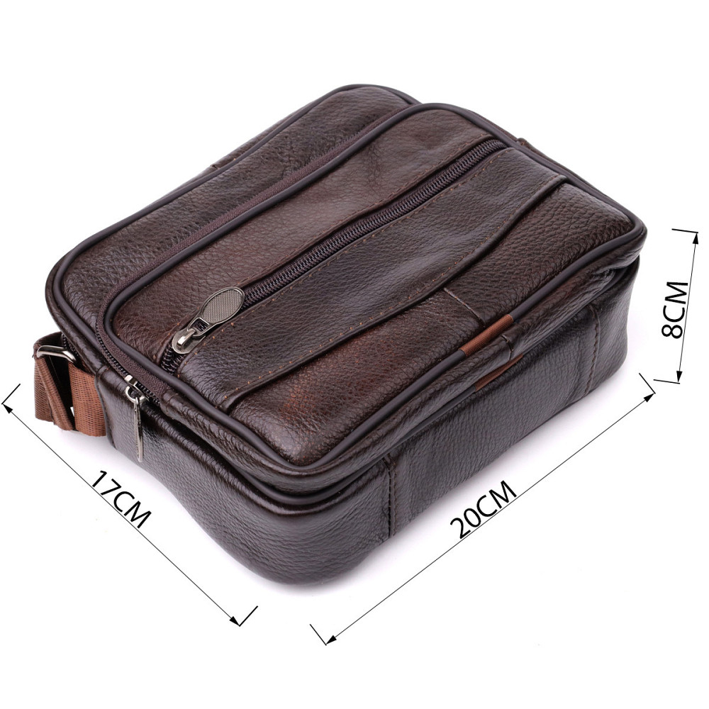 Горизонтальна зручна сумка з ручкою для чоловіків з натуральної шкіри Vintage 22940 Коричневий Київ - фото 10