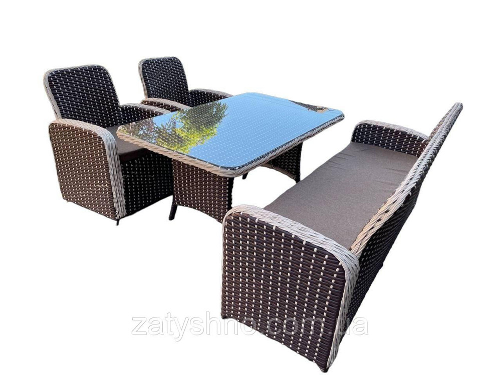 Ротангові меблі зі столом зі склом та подушками Київ - фото 3