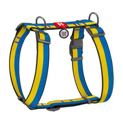 Шлей для собак WAUDOG Nylon анатомическая H-образная с QR-паспортом "Colors of freedom" пластиковый фастекс XL (323-4020) Винница