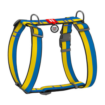 Шлея для собак WAUDOG Nylon анатомічна H-подібна з QR-паспортом "Colors of freedom" пластиковий фастекс XL (323-4020) Вінниця - фото 1