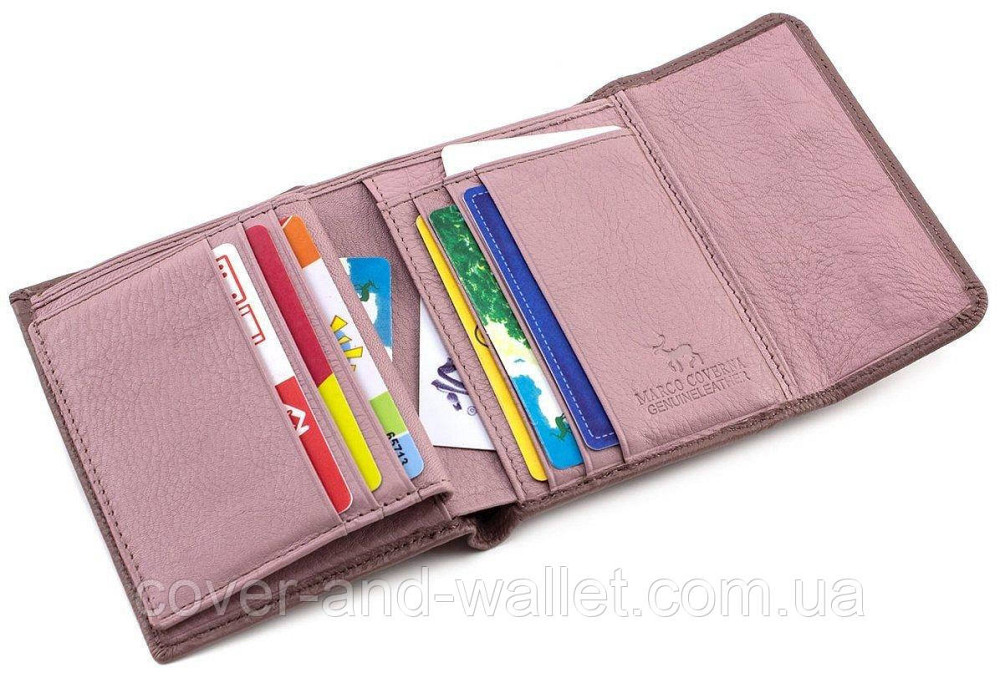 Светло розовый женский кожаный кошелек на магнитах в два сложения Marco Coverna MC 2047 Киев - изображение 2