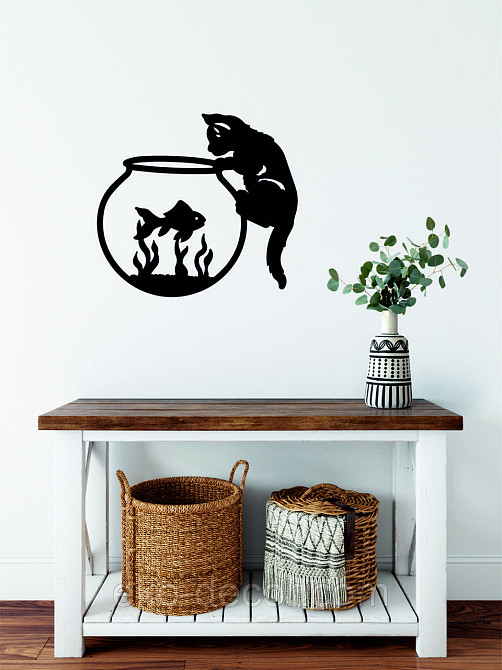 Декоративне настінне Панно «Кіт» Декор на стіну 90*82 см, Чорний Київ - фото 10