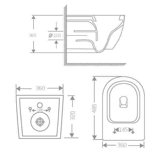Унітаз підвісний Qtap Jay Ultra Quiet 485х360х320 мм, Matt Black, сидінням Slim Duroplast/ Soft-close/ Quick Relase QT07335177MB Київ