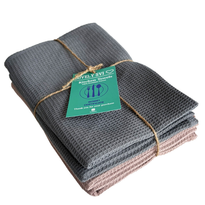 Набор кухонных вафельных полотенец Lovely Svi 4 шт: 45 x 65 см, 100% хлопок Микс  Серых и Кремовых.. Киев - изображение 1