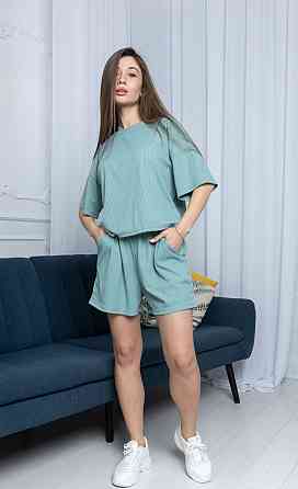 Стильний легкий костюм у рубчик М'ятний 42/44 Харків