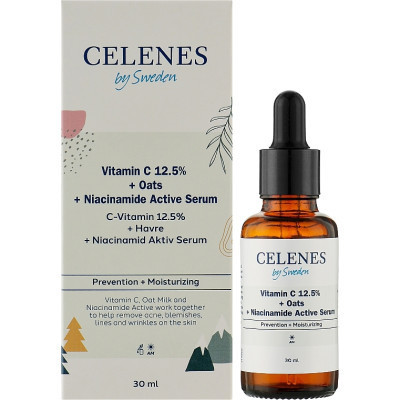Сироватка для обличчя Celenes Vitamin C 12.5% + Oats + Niacinamide Active Serum 30 мл (7350104249458) Вінниця - фото 1