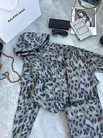 Женский повседневный теплый принтованный костюм двойка турецкая трехнить на флисе Одесса