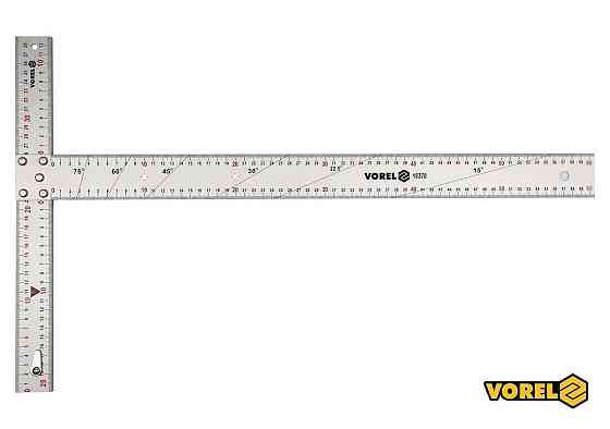 Кутник алюмінієвий VOREL : 600 х 390 мм, з розмітками кутів 15-75° [2/10] Одеса