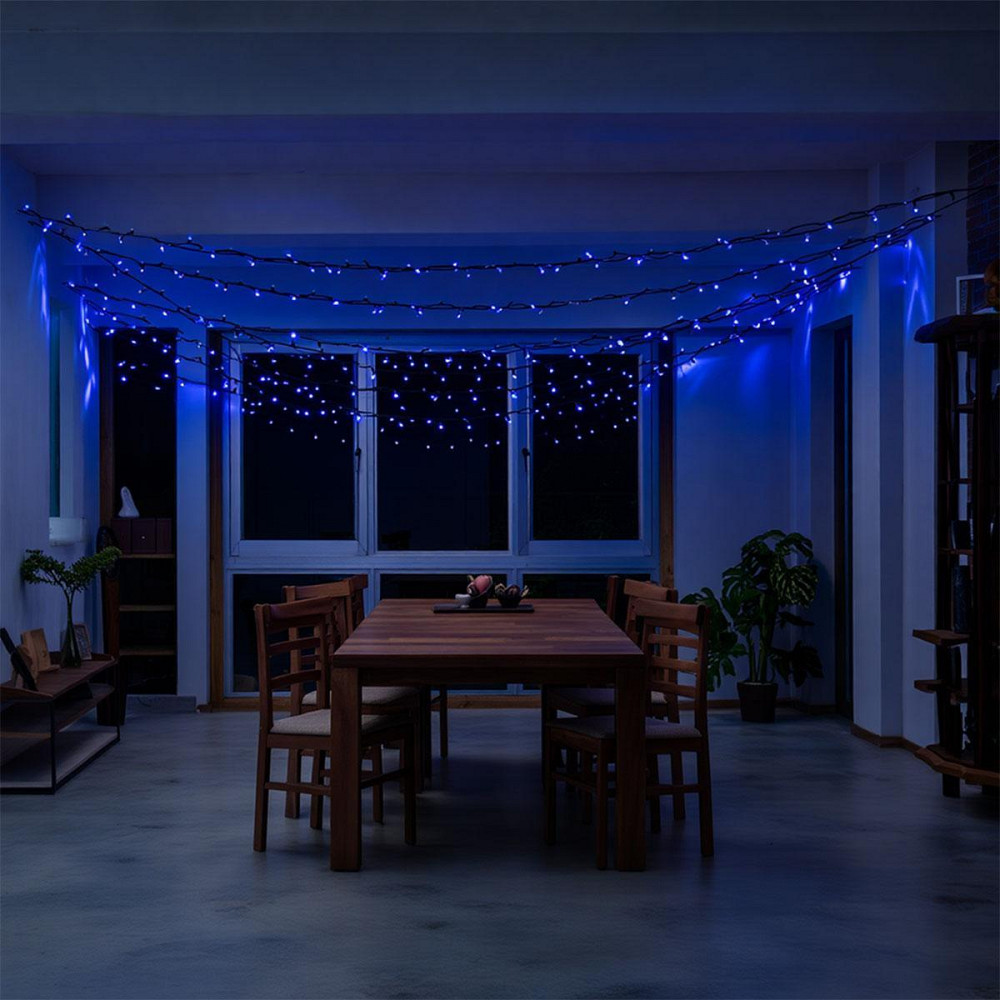 Новорічна гірлянда вулична 50 м 500 LED з сонячною батареєю чорний провід Синій SB500L50MBBL Київ - фото 5