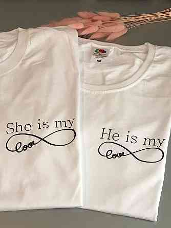 Парные футболки для парня и девушки с бесконечностью и надписью He is my \ She is my Черновцы