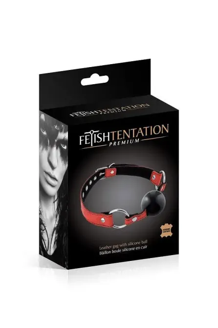 Кляп Fetish Tentation Premium Leather gag with silicone ball Red Львів - фото 2