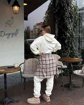 Женский теплый спортивный костюм двойка Двухсторонний плотный флис Молочный, 48/50 Одесса