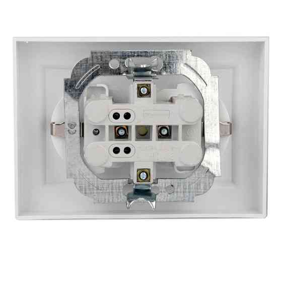 Розетка двойная с заземлением 16А, термопластик, Enzo белый Днепр