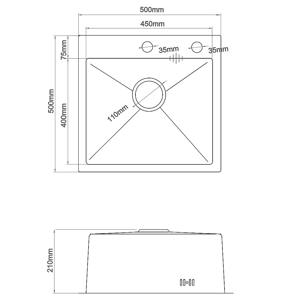 Мийка кухонна 3mm 500х500 Сатин 5050HS Mira Луцк - изображение 9