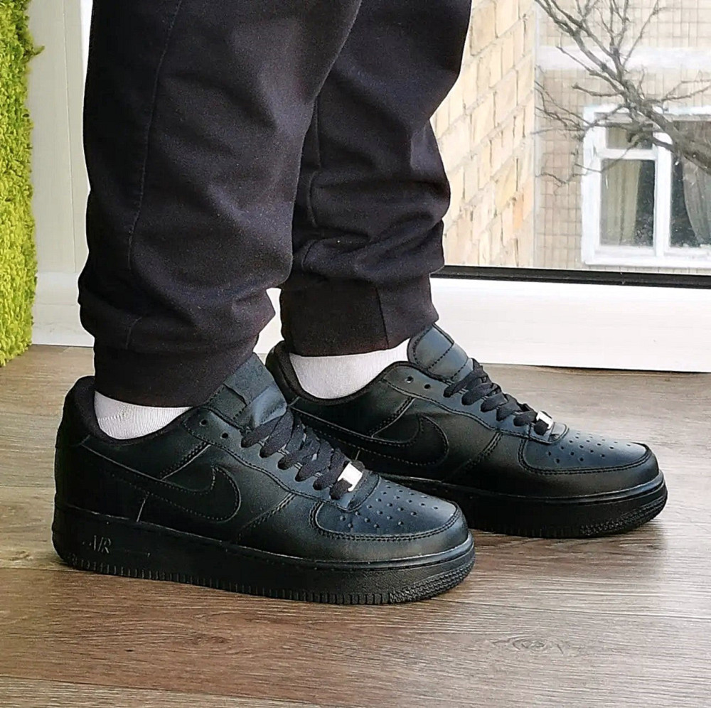 Кроссовки Nike Черные Мужские Кожаные Найк Форсы (размеры: 39,41,43,44) Днепр - изображение 8