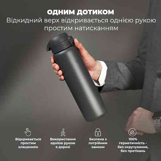 Пляшка для води металева вакуумна ION8 920 мл. Vacuum Insulated, Grey Кам'янське