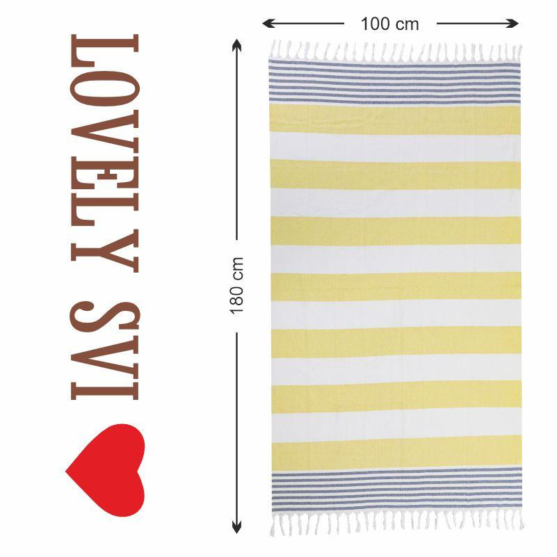 Полотенце пештемаль Lovely Svi хлопковое, пляжное, хамам, spa - XХL 100x180 см Yellow/Blue Stripes Киев - изображение 4