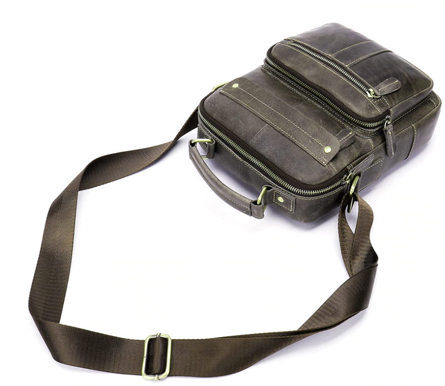 Сумка мужская вертикальная кожаная Vintage 20028 Серая Киев - изображение 7