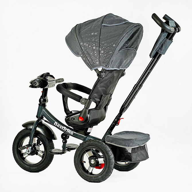 Велосипед триколісний Best Trike із батьківською ручкою музичною панеллю надувні колеса Чорний (F–980-66) Чернігів - фото 3