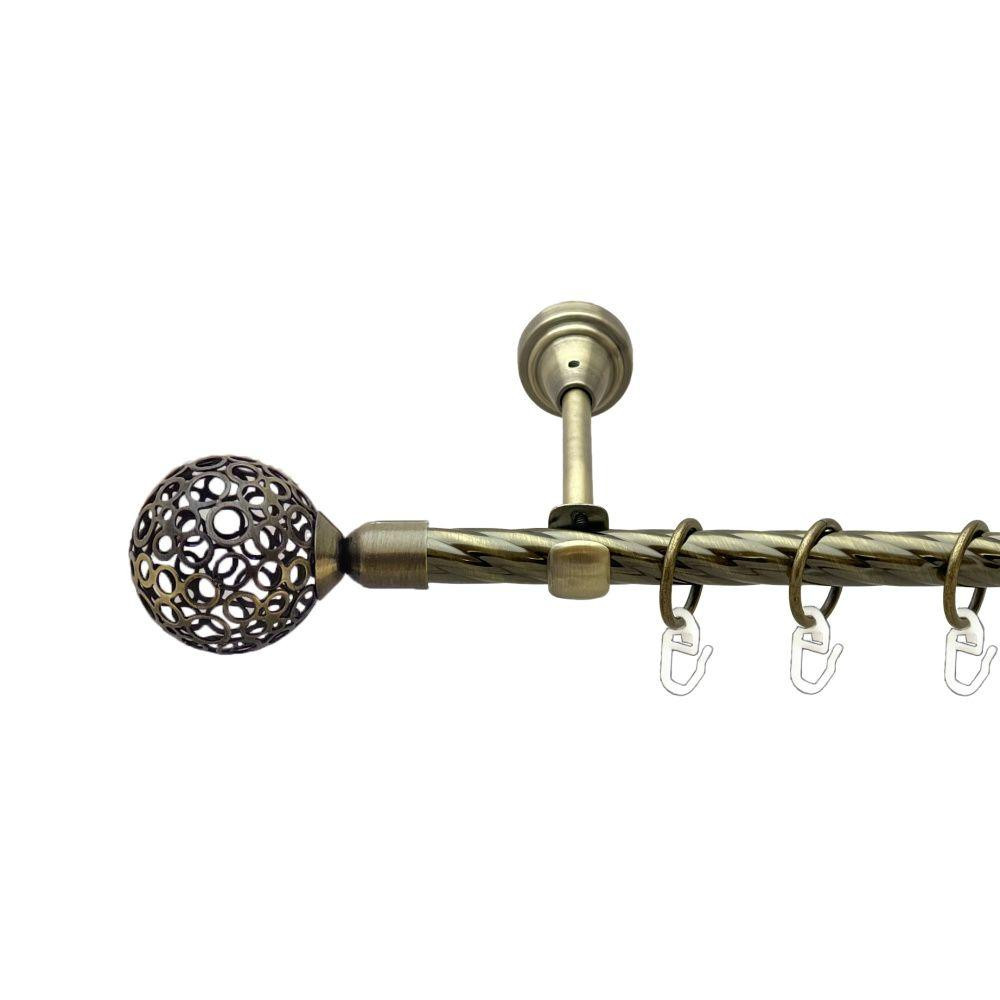 Карниз Orvit Савона металевий однорядний відкритий скручена труба кільце металеве Антик 16 мм 240 см (00-00022371) Львів - фото 1