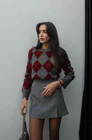 Жіночий оверсайз светр в геометричний принт машинна вʼязка Одеса