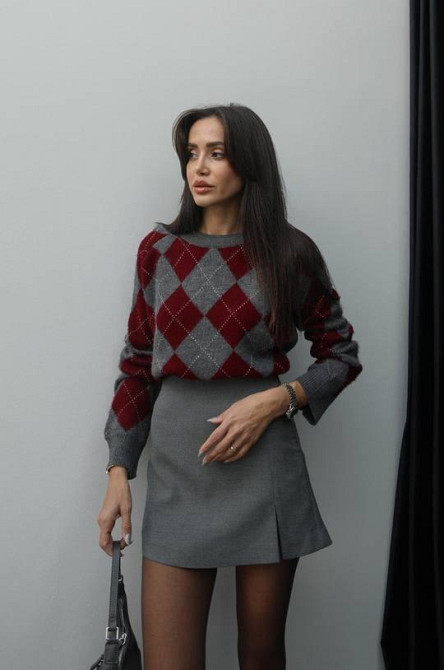 Жіночий оверсайз светр в геометричний принт машинна вʼязка Одеса - фото 4