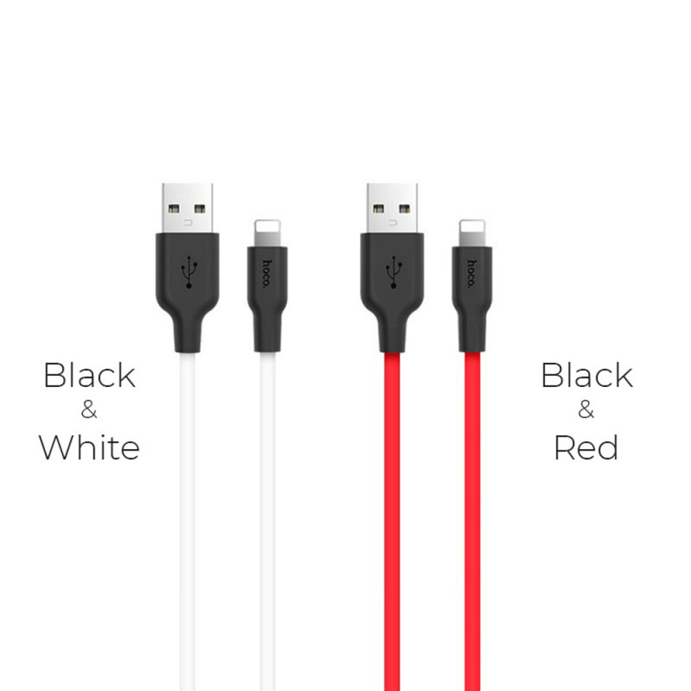 Кабель HOCO X21 Plus USB to iP 2.4A, 2m, silicone, silicone connectors, Black+Red Киев - изображение 5
