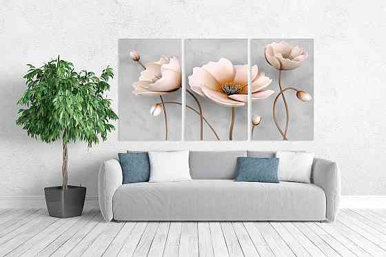 Модульна картина у вітальню/ спальню    Маки       ART-092_3A Київ