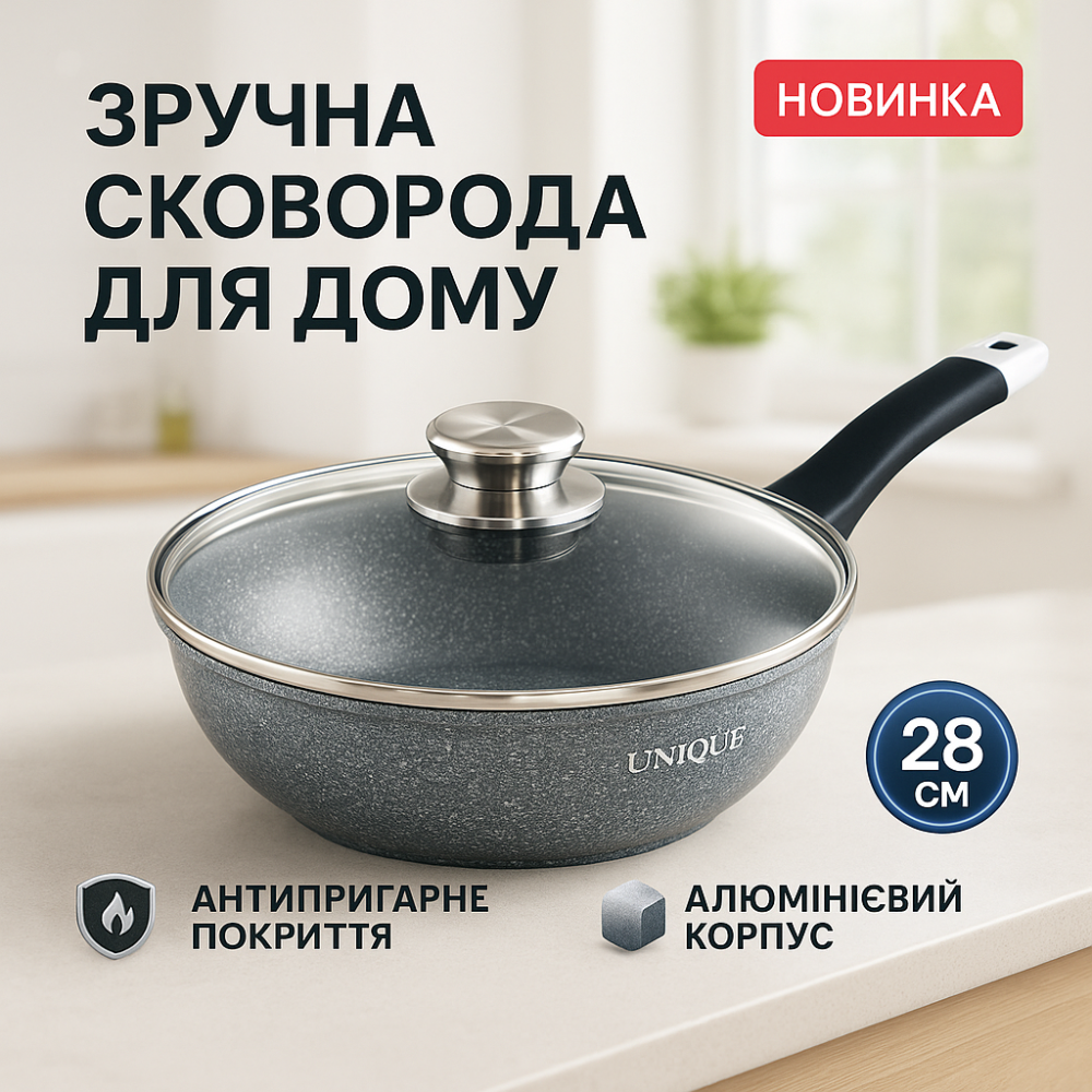 Сковорода з ручкою алюміній, Практична сковорода для кухні для газової плити WJ-14 Львів - фото 13