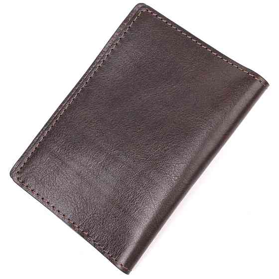 Кожаная обложка на военный билет Слава ЗСУ GRANDE PELLE 16747 Коричневая Киев