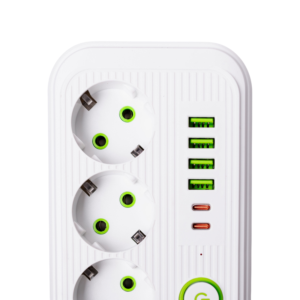 Yiwu Мережевий фільтр кабель 2,7 м подовжувач F16 на 3 розетки 4 usb 2 type-c та кнопкою відклю Коломия - фото 4