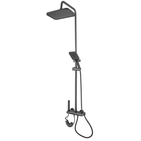 Душевая колонна со смесителем с кнопочным переключателем из алюминия ZERIX PBI-009-J GRAPHITE, 4 режима (ZX5850) Киев