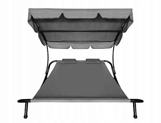Лежак садовый с регулируемым навесом Aga MR4251, двухместный, серый Киев