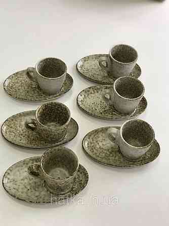 Набір кавовий 6 чашок/6 стравець Olens "Нормандія" 150 мл кераміка для дому та ресторану Київ