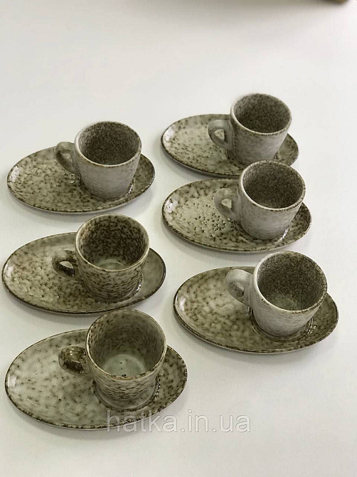 Набір кавовий 6 чашок/6 стравець Olens "Нормандія" 150 мл кераміка для дому та ресторану Київ - фото 1