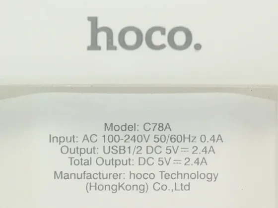 Мережевий зарядний пристрій Hoco C78A Max Energy 220V (10.5W, 5V/2.4A) на 2 USB-порти з LED-індикатором та кабелем Lightning Одеса