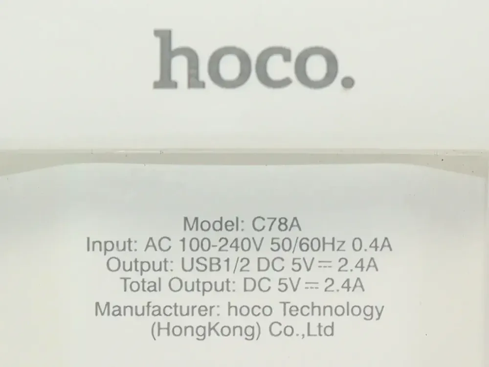 Мережевий зарядний пристрій Hoco C78A Max Energy 220V (10.5W, 5V/2.4A) на 2 USB-порти з LED-індикатором та кабелем Lightning Одеса - фото 3