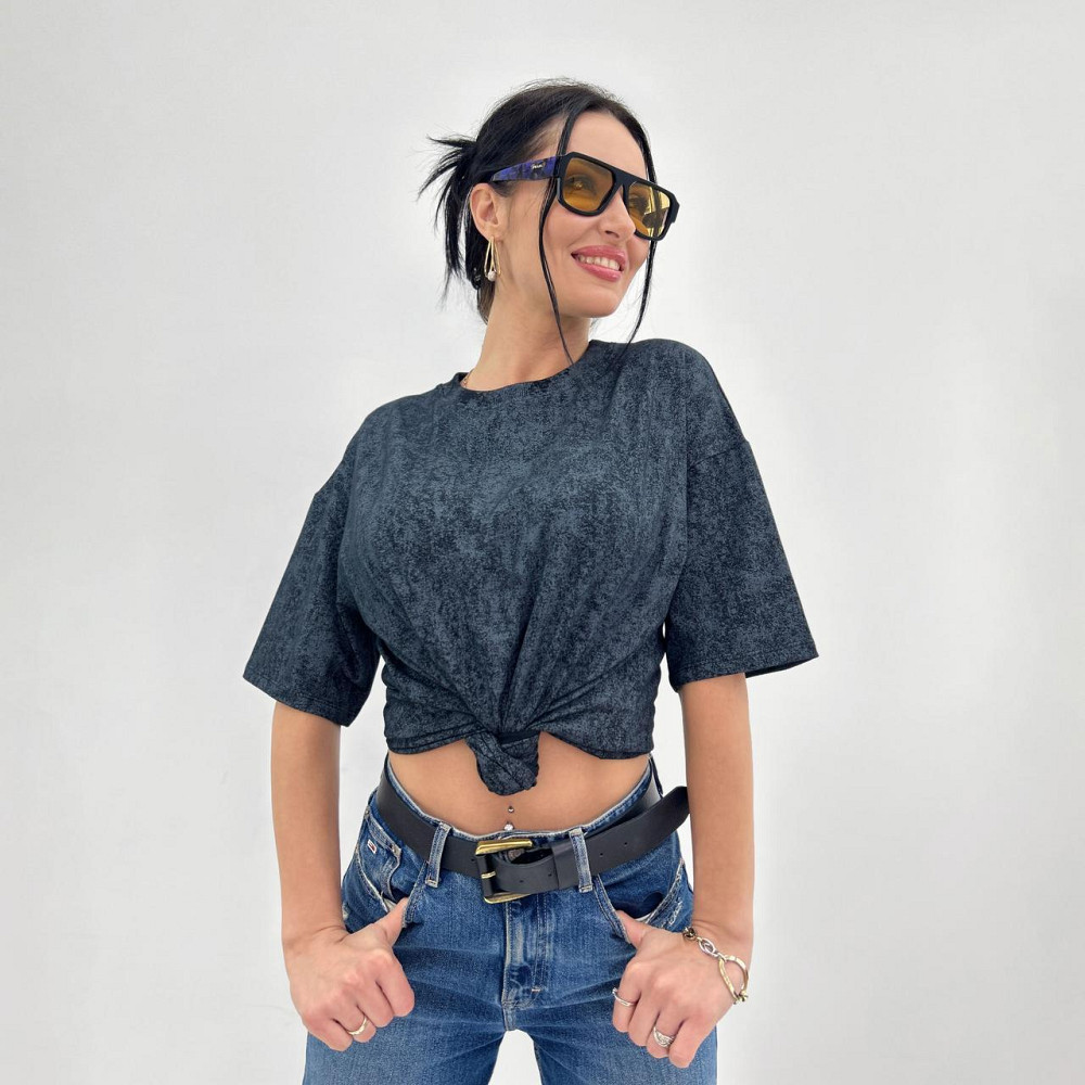 Базова футболка тай-дай "Simple" (Турція) оптом | Норма і батал Чорний, 50-52 Київ - фото 2