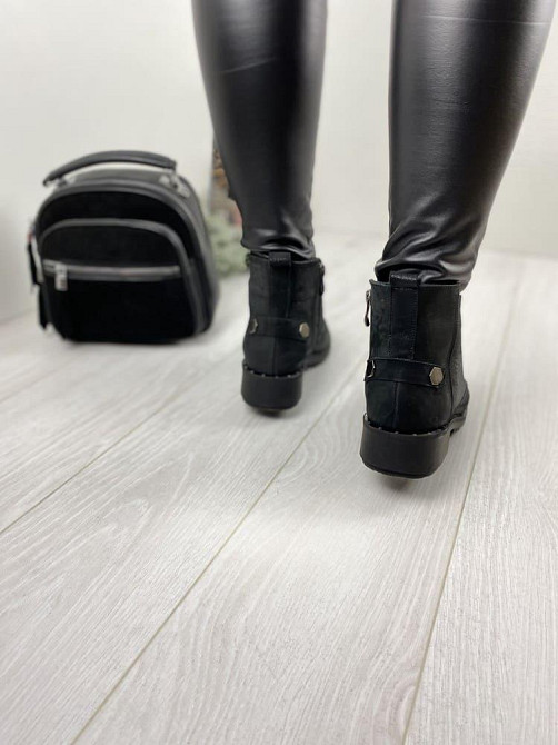 Черевики жіночі D and V чорні шкіра-сатин натуральна висота 12см підошва 1/3,5см (2980) Коломыя - изображение 5