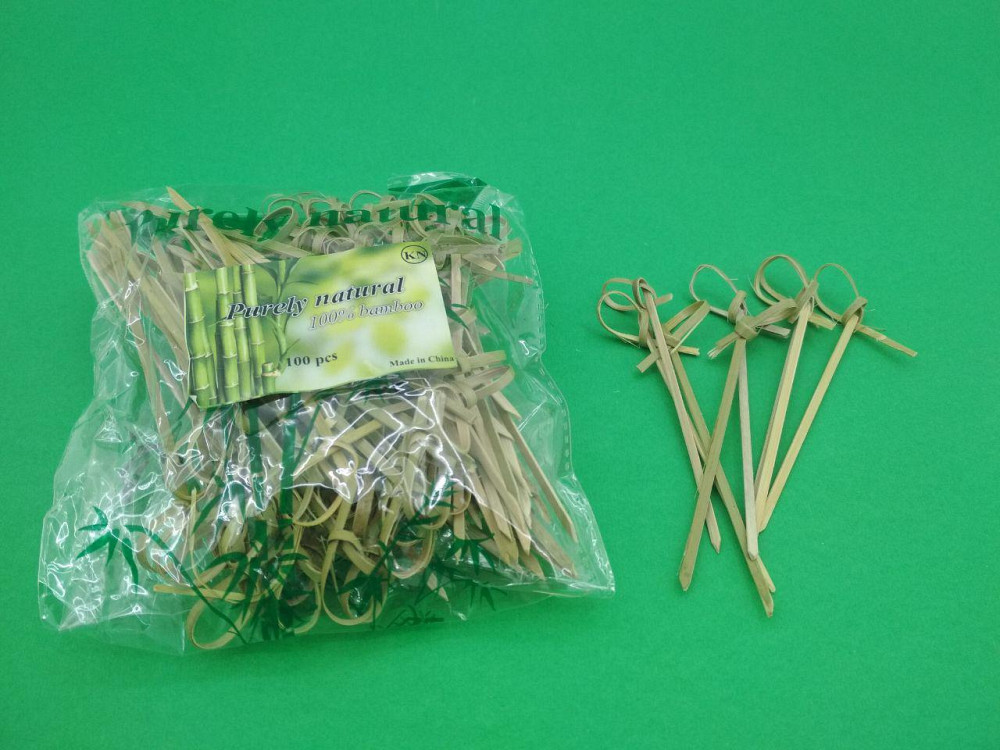 Шпажки для канапе бамбуковые с узелком 9 см, 100 шт — стильные одноразовые палочки для закусок Харьков - изображение 1