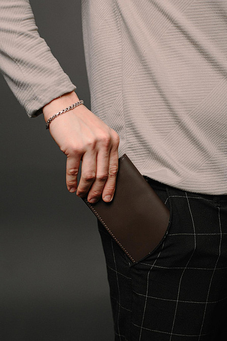 Чоловіче портмоне із натуральної гладкої шкіри SR005 (Коричневий) Суми - фото 2