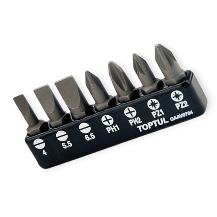 Набір біт 1/4" SL4, 5.5, 6.5, PH1, 2, PZ1, 2 7 шт (планка) Мукачево - фото 1