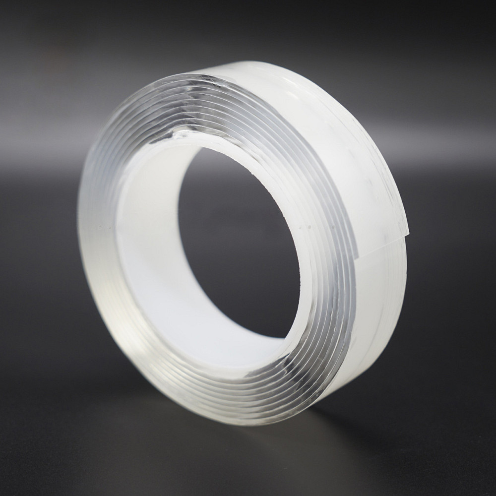 Прозрачный двухсторонний скотч RESTEQ 30 мм x 1 мм — универсальная лента 5 метров для крепления предметов Киев - изображение 1