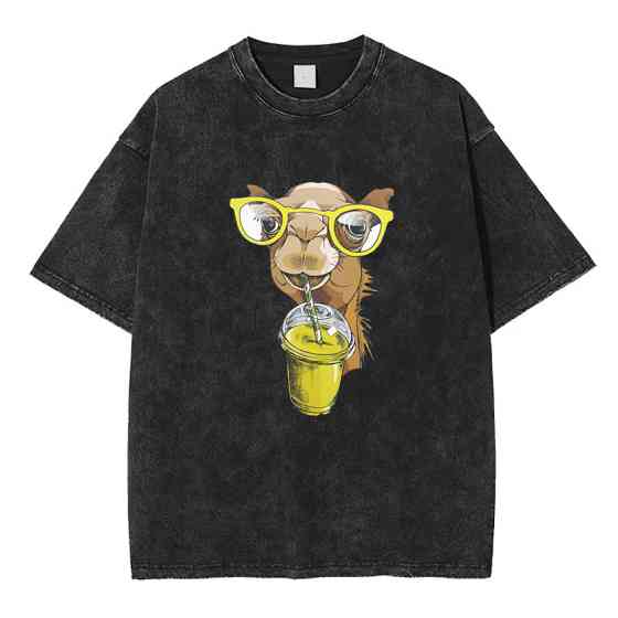 Оверсайз футболка в винтажном стиле с принтом Верблюд Черный Харьков