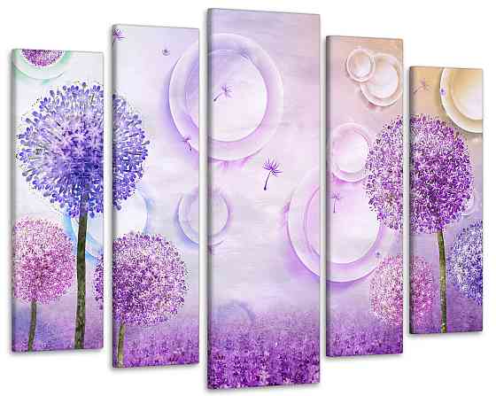 Модульна картина у вітальню / спальню Абстракція Квіти Кульбаби Art-406_5 ( 80х118см ) Київ