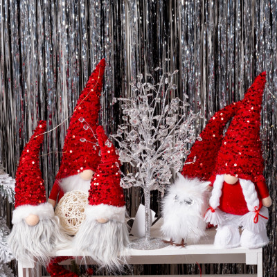 Прикраса декоративна Novogod`ko Гном Хлопчик, червона паєтка, 29 см, LED (973722) Вінниця - фото 2