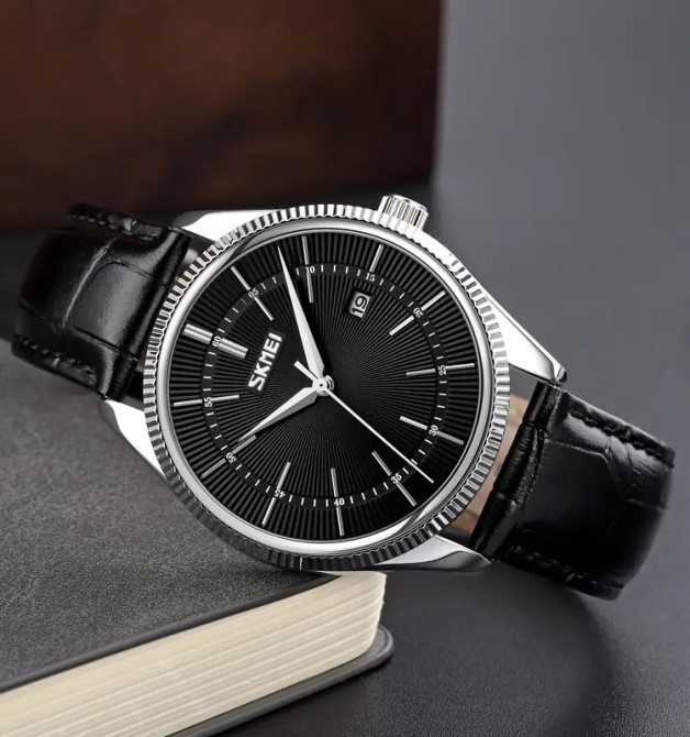 Чоловічий наручний годинник Skmei 9298 (Сріблястий з чорним циферблатом) Вінниця - фото 3