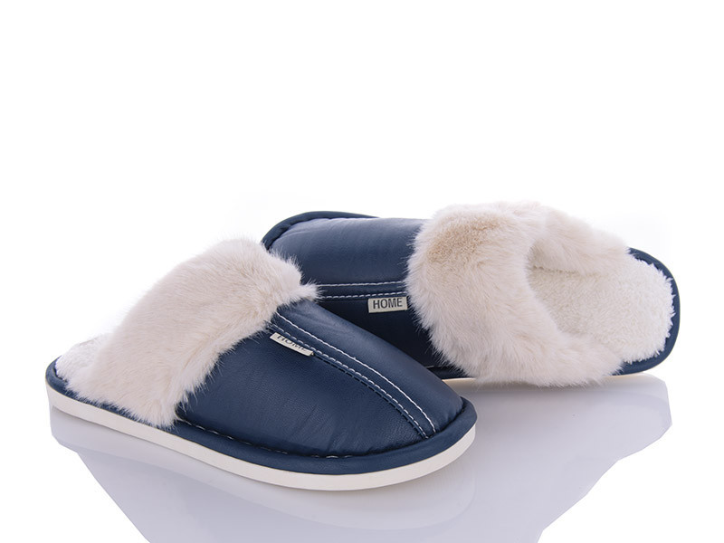 Тапочки мужские теплые с мехом закрытый носок синий Одесса - изображение 1