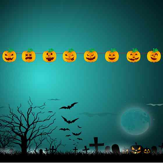 Гирлянда на Хэллоуин Тыквы 15 на 15 см 3 м оранжевый Киев