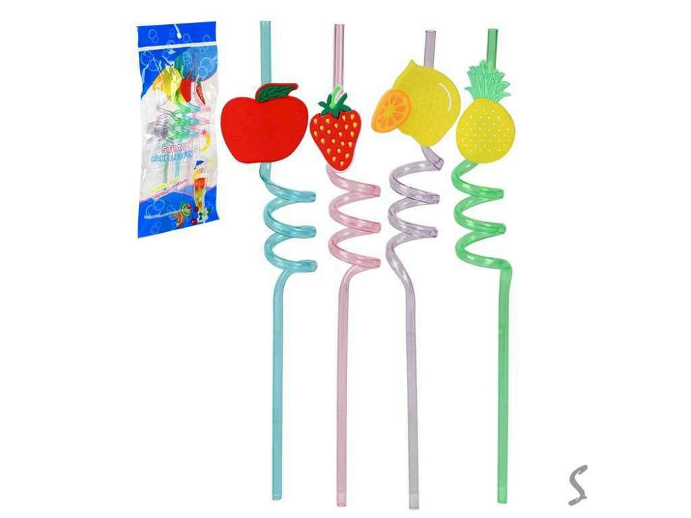Трубочка пластик 26см Fruits 4шт/уп R37404 ТМ STENSON Киев - изображение 1